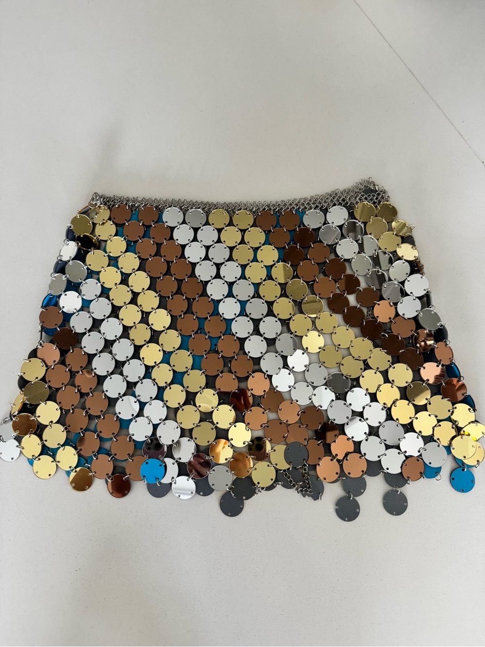 Multi-Color Sequin Chainmail Mini Skirt